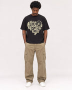 Mockup Boxy Heavyweight Tee Black male full-body 24