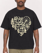 Mockup Boxy Heavyweight Tee Black male close-up 24