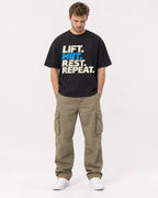 Mockup Boxy Heavyweight Tee Black male full-body 08