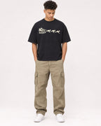 Mockup Boxy Heavyweight Tee Black male full-body 20