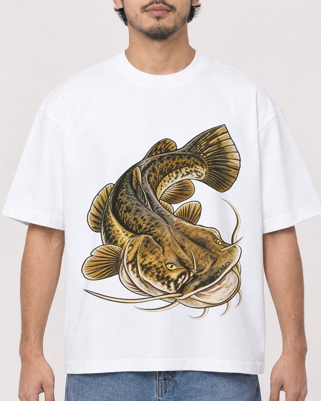 Mockup Boxy Heavyweight Tee White male close-up 02