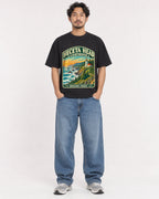 Mockup Boxy Heavyweight Tee Black male full-body 02