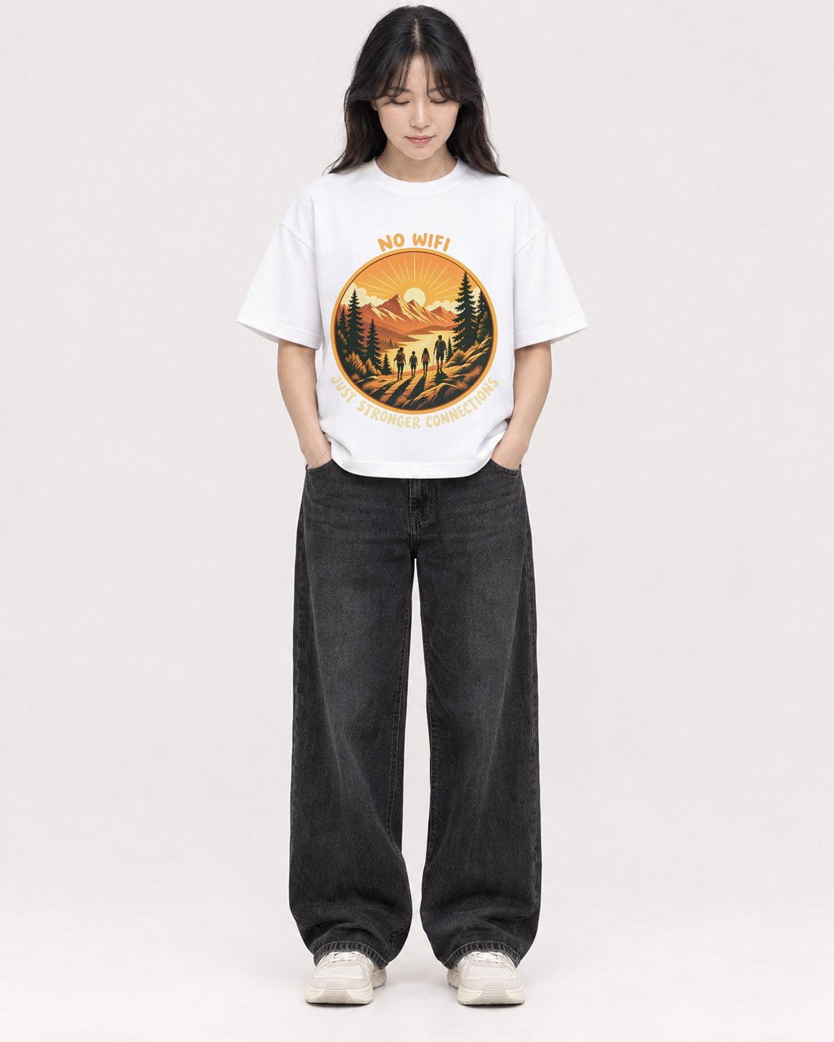 Mockup Boxy Heavyweight Tee White female full-body 13
