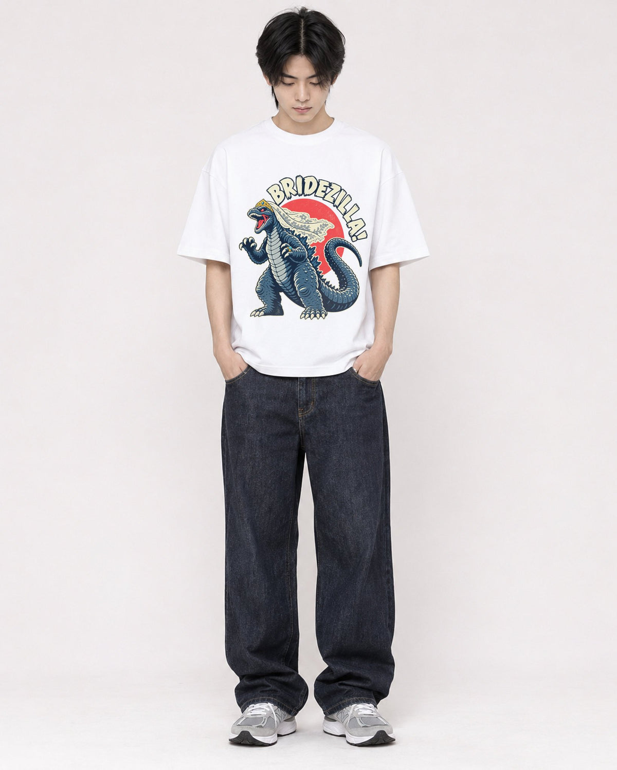 Mockup Boxy Heavyweight Tee White male full-body 11