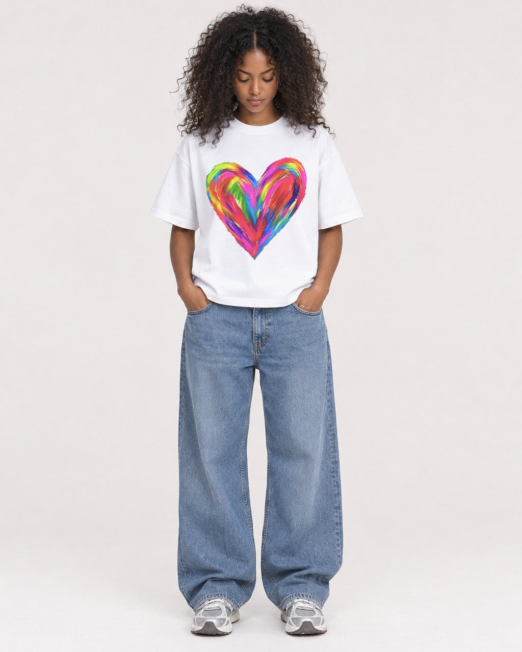 Mockup Boxy Heavyweight Tee White female full-body 05