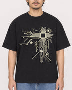 Mockup Boxy Heavyweight Tee Black male close-up 02