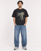 Mockup Boxy Heavyweight Tee Black male full-body 02