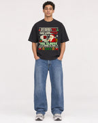 Mockup Boxy Heavyweight Tee Black male full-body 10