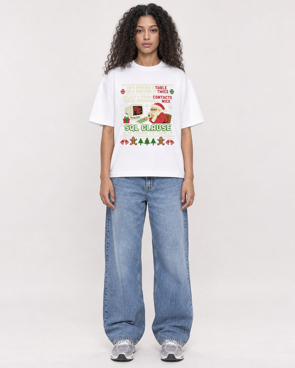 Mockup Boxy Heavyweight Tee White female full-body 10