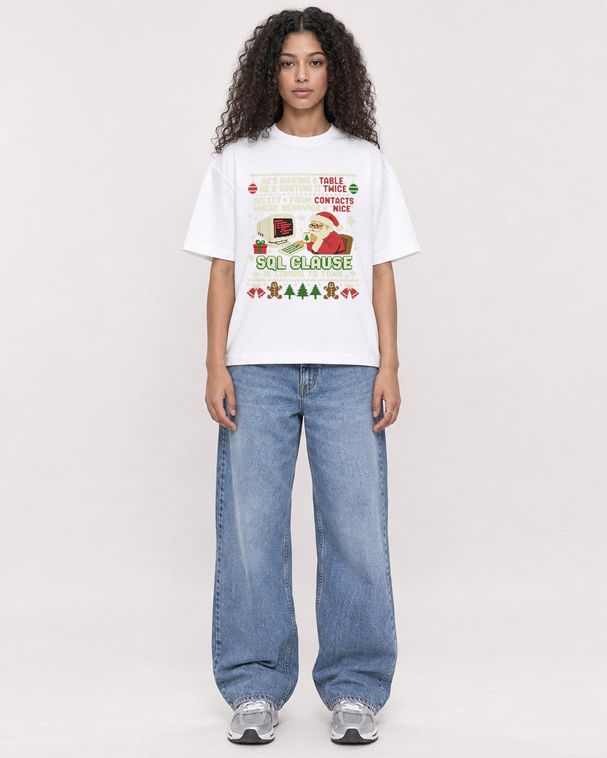 Mockup Boxy Heavyweight Tee White female full-body 10