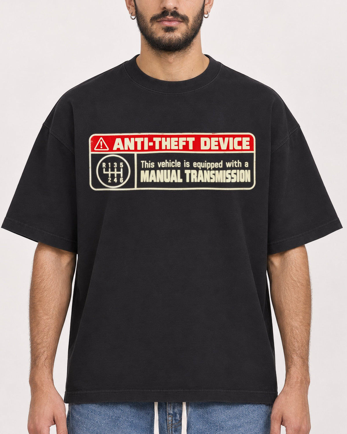 Mockup Boxy Heavyweight Tee Black male close-up 07