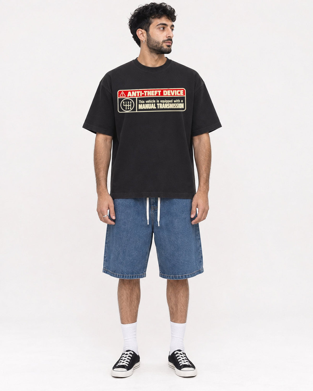 Mockup Boxy Heavyweight Tee Black male full-body 07
