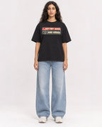 Mockup Boxy Heavyweight Tee Black female full-body 07