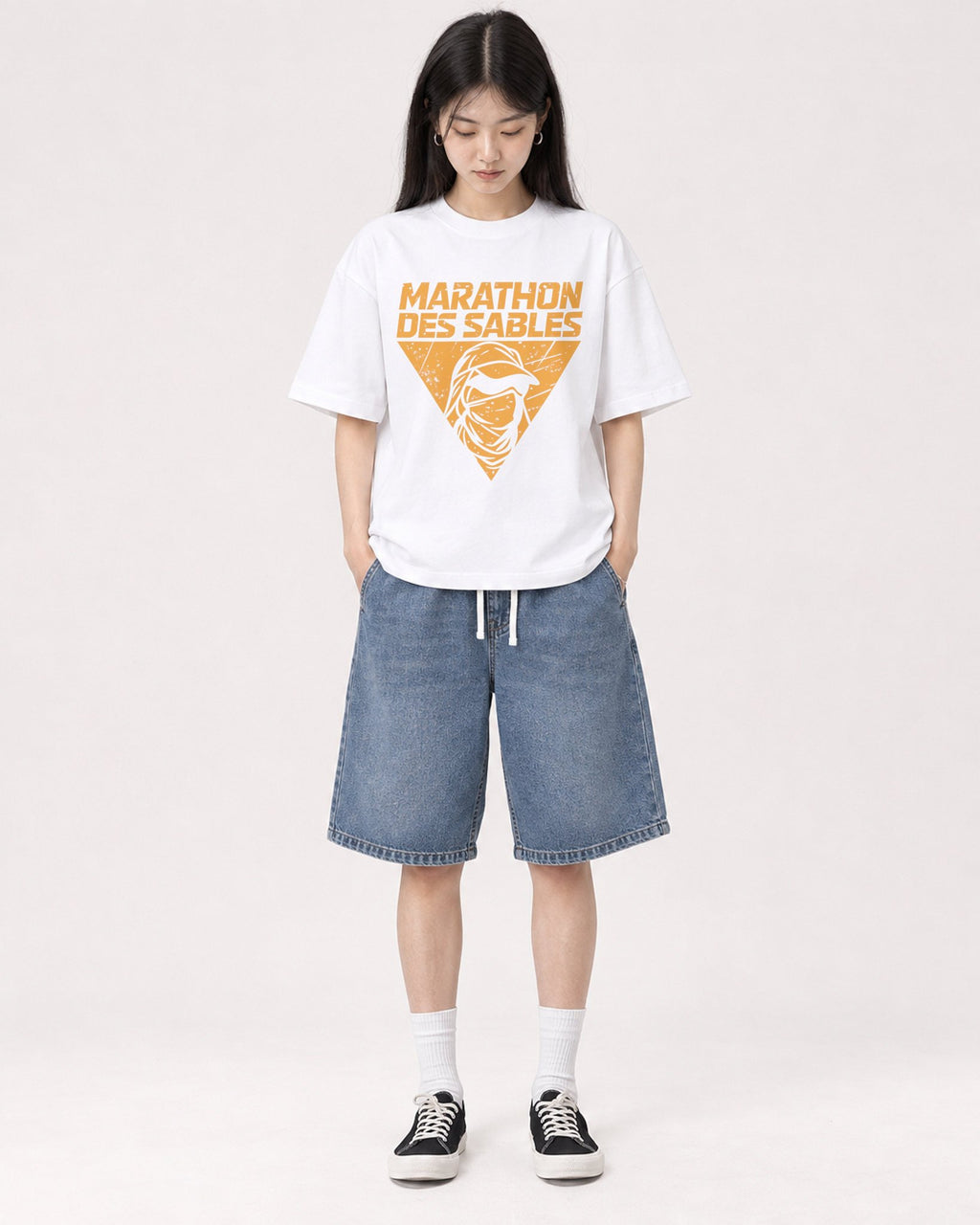 Mockup Boxy Heavyweight Tee White female full-body 01