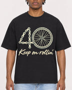 Mockup Boxy Heavyweight Tee Black male close-up 05