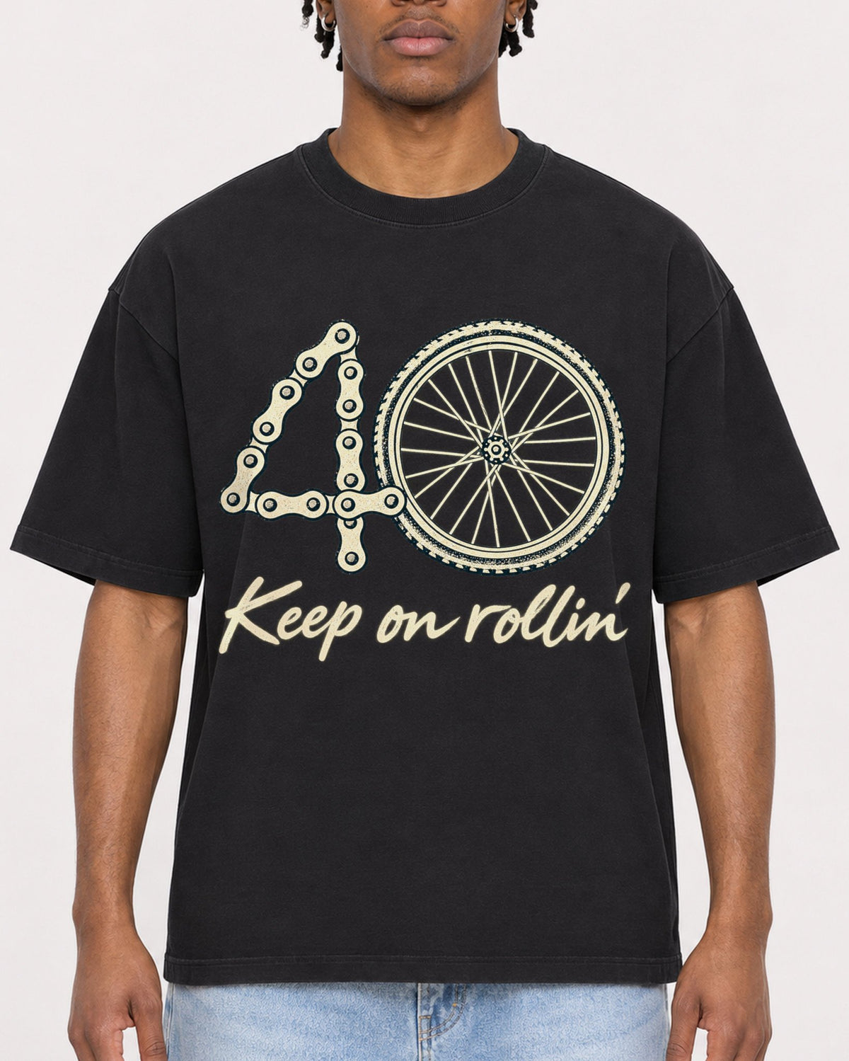 Mockup Boxy Heavyweight Tee Black male close-up 05