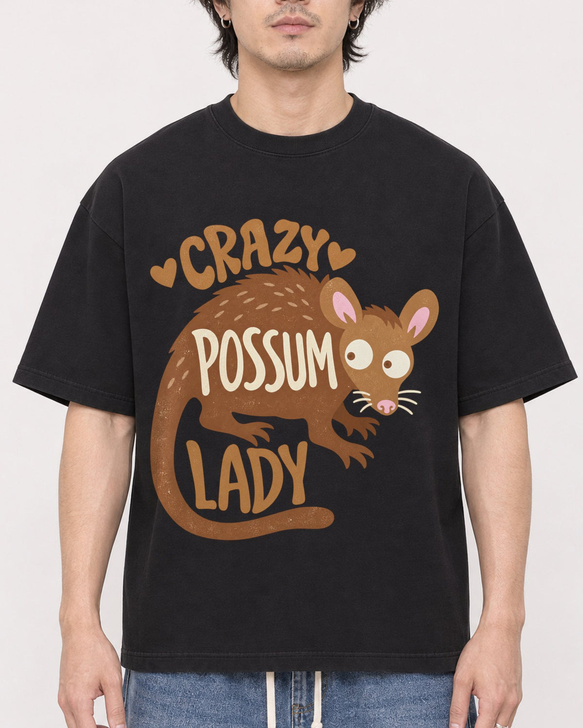 Mockup Boxy Heavyweight Tee Black male close-up 03