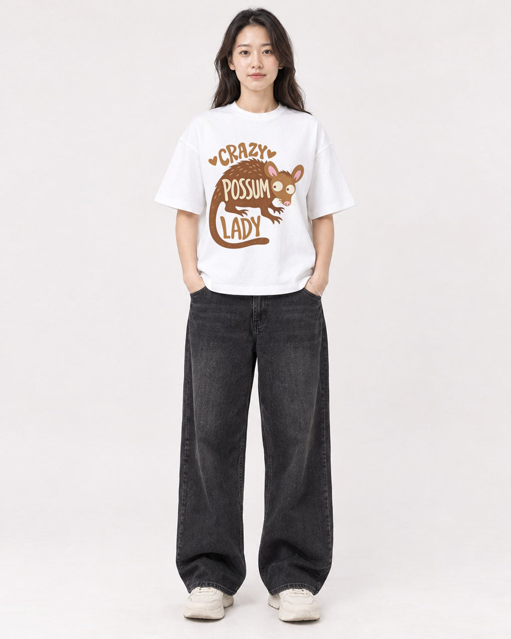 Mockup Boxy Heavyweight Tee White female full-body 03