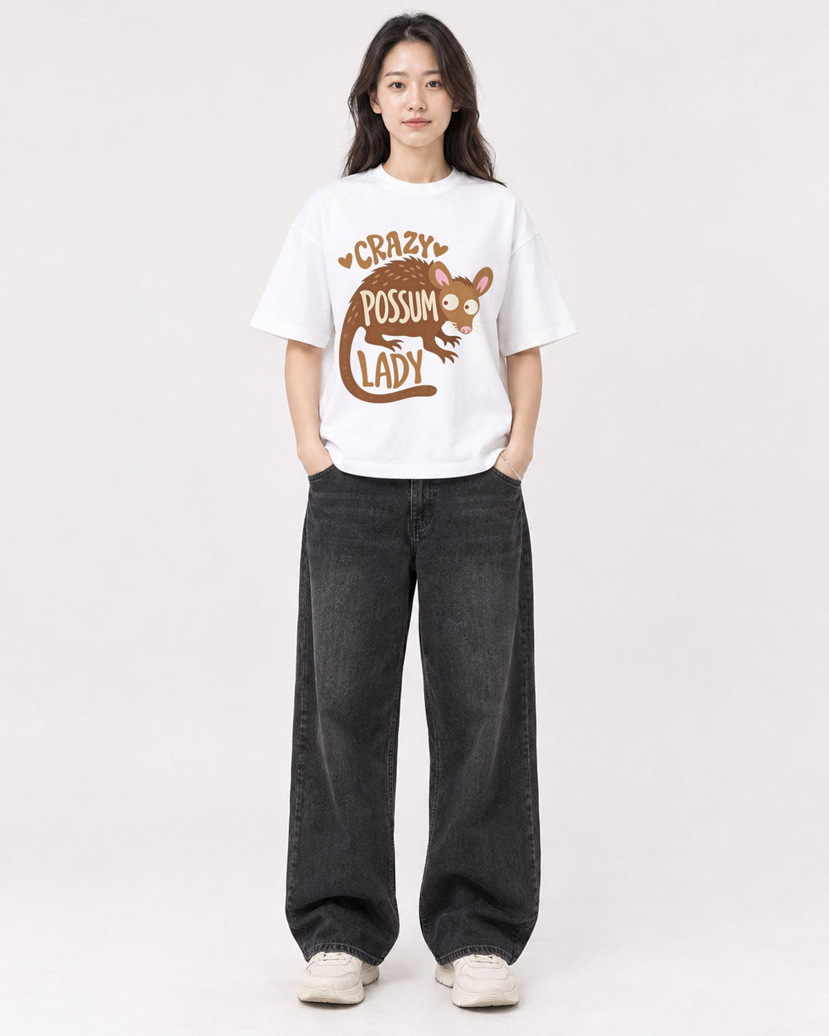 Mockup Boxy Heavyweight Tee White female full-body 03