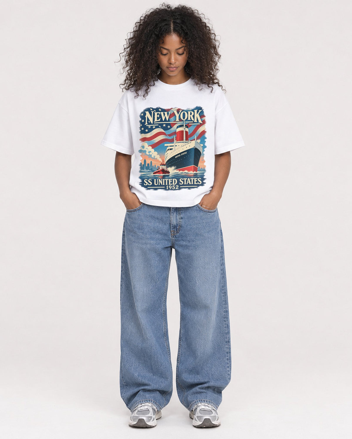 Mockup Boxy Heavyweight Tee White female full-body 05