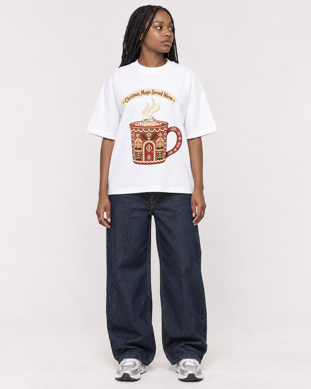Mockup Boxy Heavyweight Tee White female full-body 04