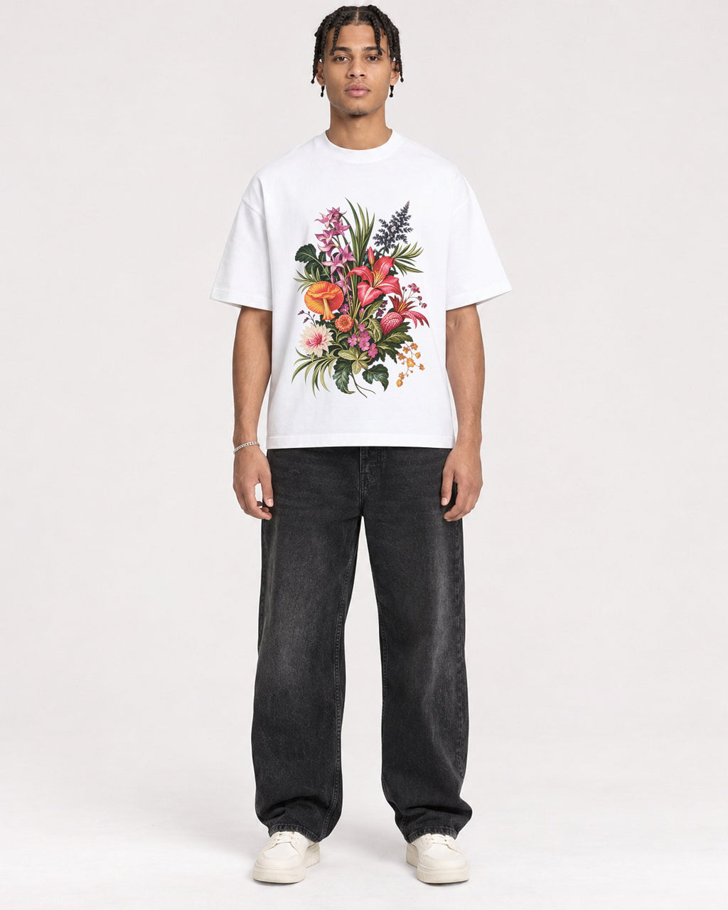 Mockup Boxy Heavyweight Tee White male full-body 40