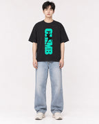 Mockup Boxy Heavyweight Tee Black male full-body 01