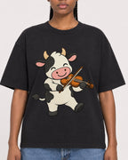 Mockup Boxy Heavyweight Tee Black female close-up 44