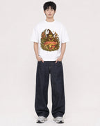 Mockup Boxy Heavyweight Tee White male full-body 01