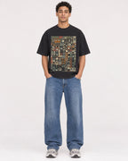 Mockup Boxy Heavyweight Tee Black male full-body 10
