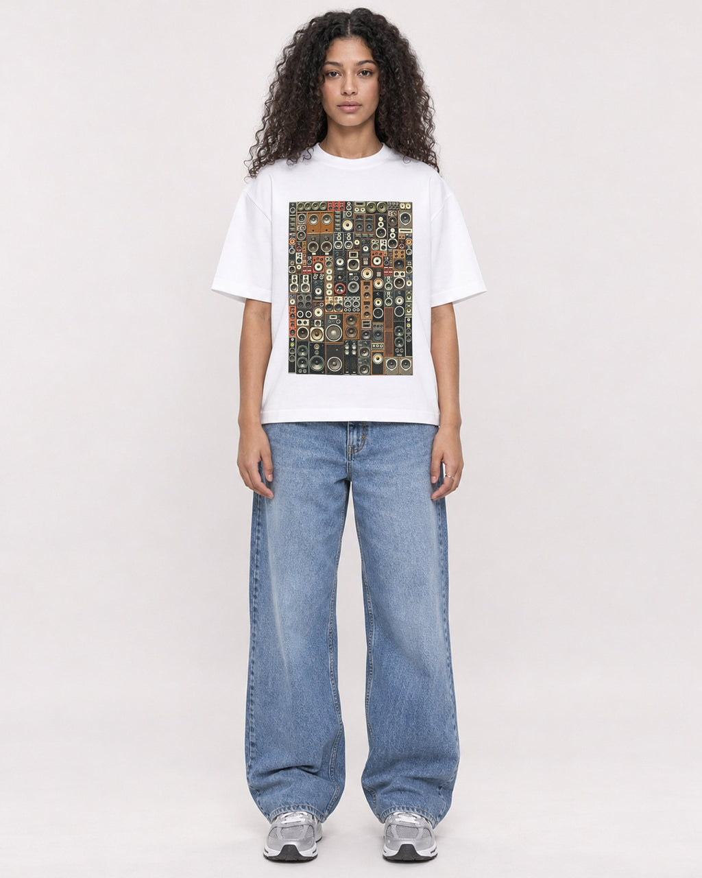 Mockup Boxy Heavyweight Tee White female full-body 10