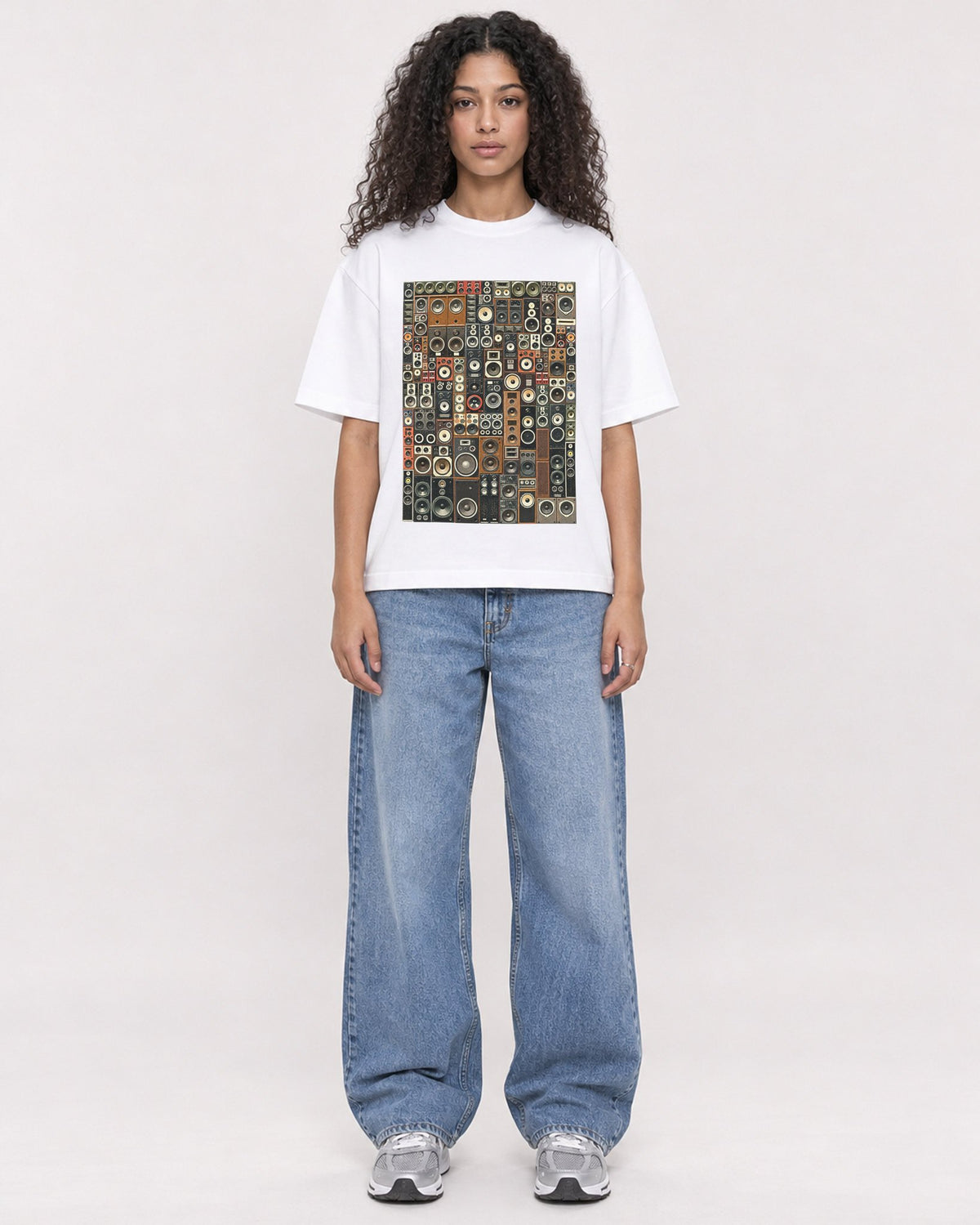 Mockup Boxy Heavyweight Tee White female full-body 10