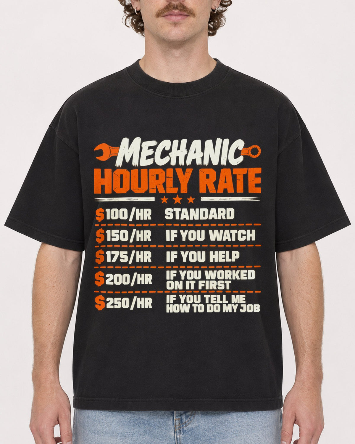 Mockup Boxy Heavyweight Tee Black male close-up 09