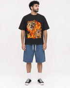 Mockup Boxy Heavyweight Tee Black male full-body 07