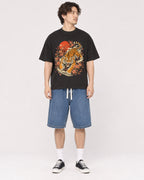 Mockup Boxy Heavyweight Tee Black male full-body 03