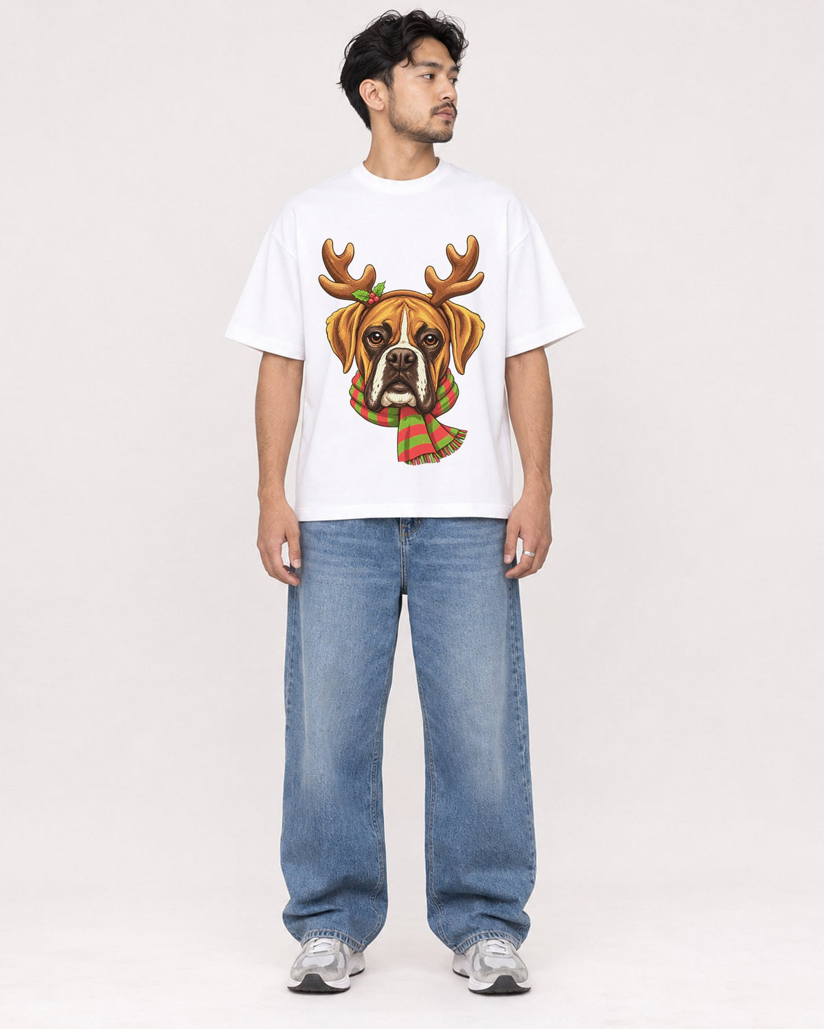 Mockup Boxy Heavyweight Tee White male full-body 02