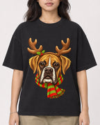 Mockup Boxy Heavyweight Tee Black female close-up 02