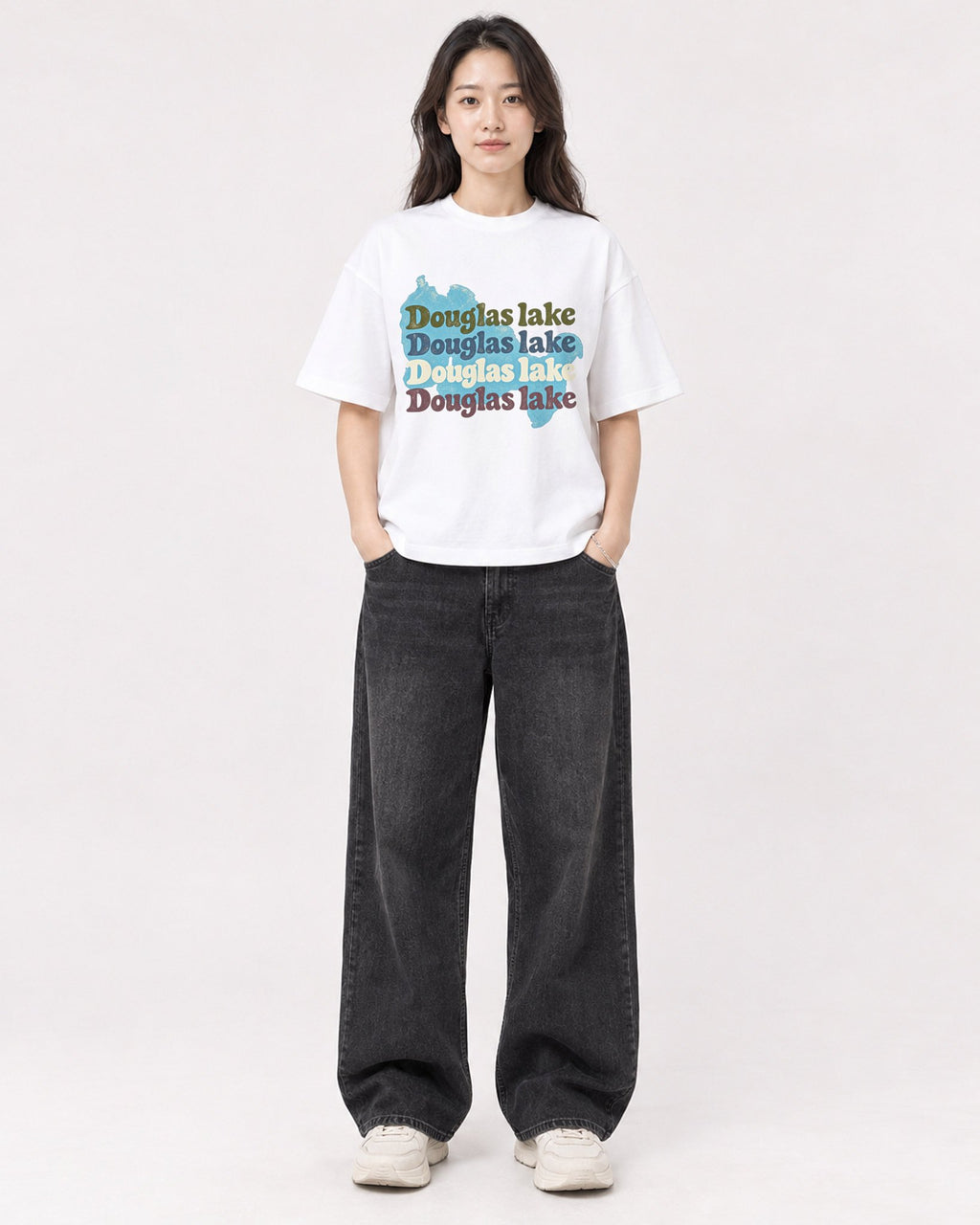 Mockup Boxy Heavyweight Tee White female full-body 03