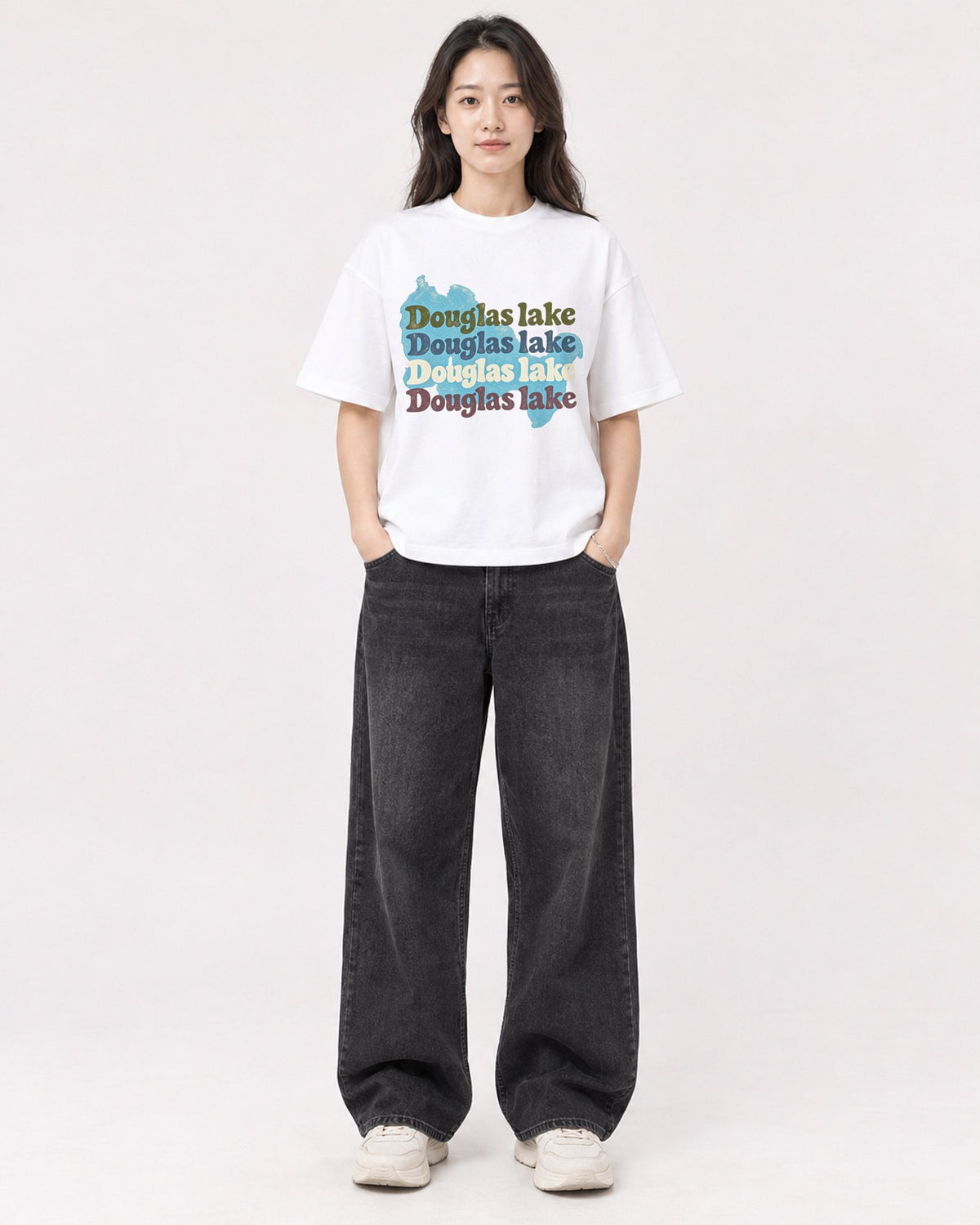 Mockup Boxy Heavyweight Tee White female full-body 03