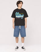 Mockup Boxy Heavyweight Tee Black male full-body 03