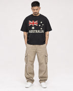Mockup Boxy Heavyweight Tee Black male full-body 12