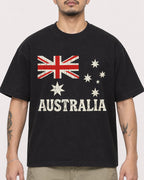 Mockup Boxy Heavyweight Tee Black male close-up 12
