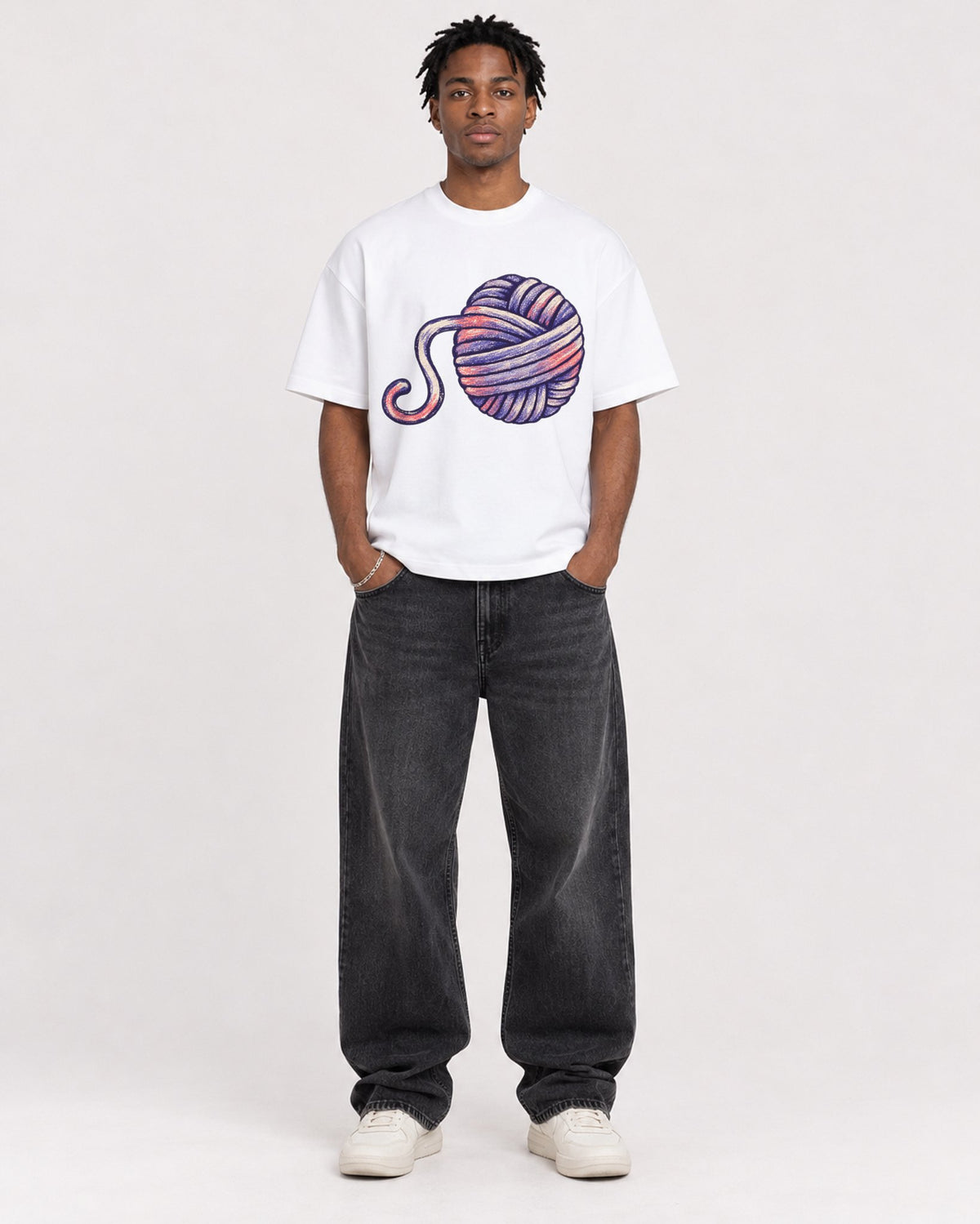 Mockup Boxy Heavyweight Tee White male full-body 05