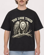 Mockup Boxy Heavyweight Tee Black male close-up 09