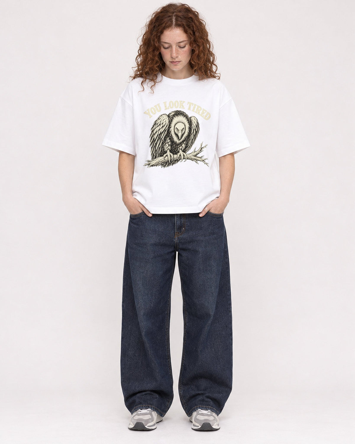 Mockup Boxy Heavyweight Tee White female full-body 09