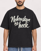 Mockup Boxy Heavyweight Tee Black male close-up 07