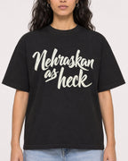 Mockup Boxy Heavyweight Tee Black female close-up 07