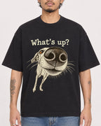 Mockup Boxy Heavyweight Tee Black male close-up 42