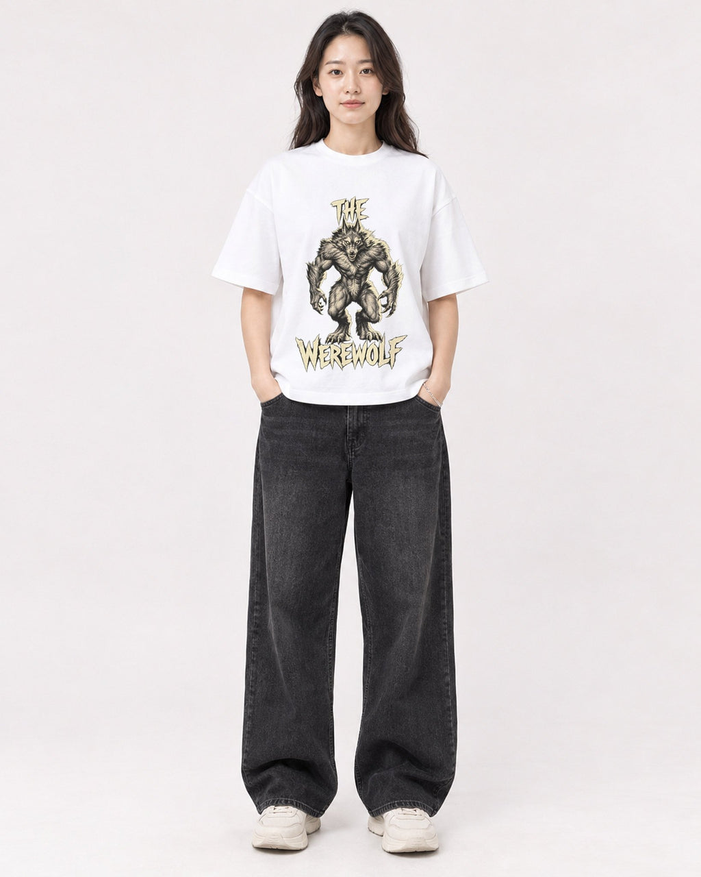 Mockup Boxy Heavyweight Tee White female full-body 03