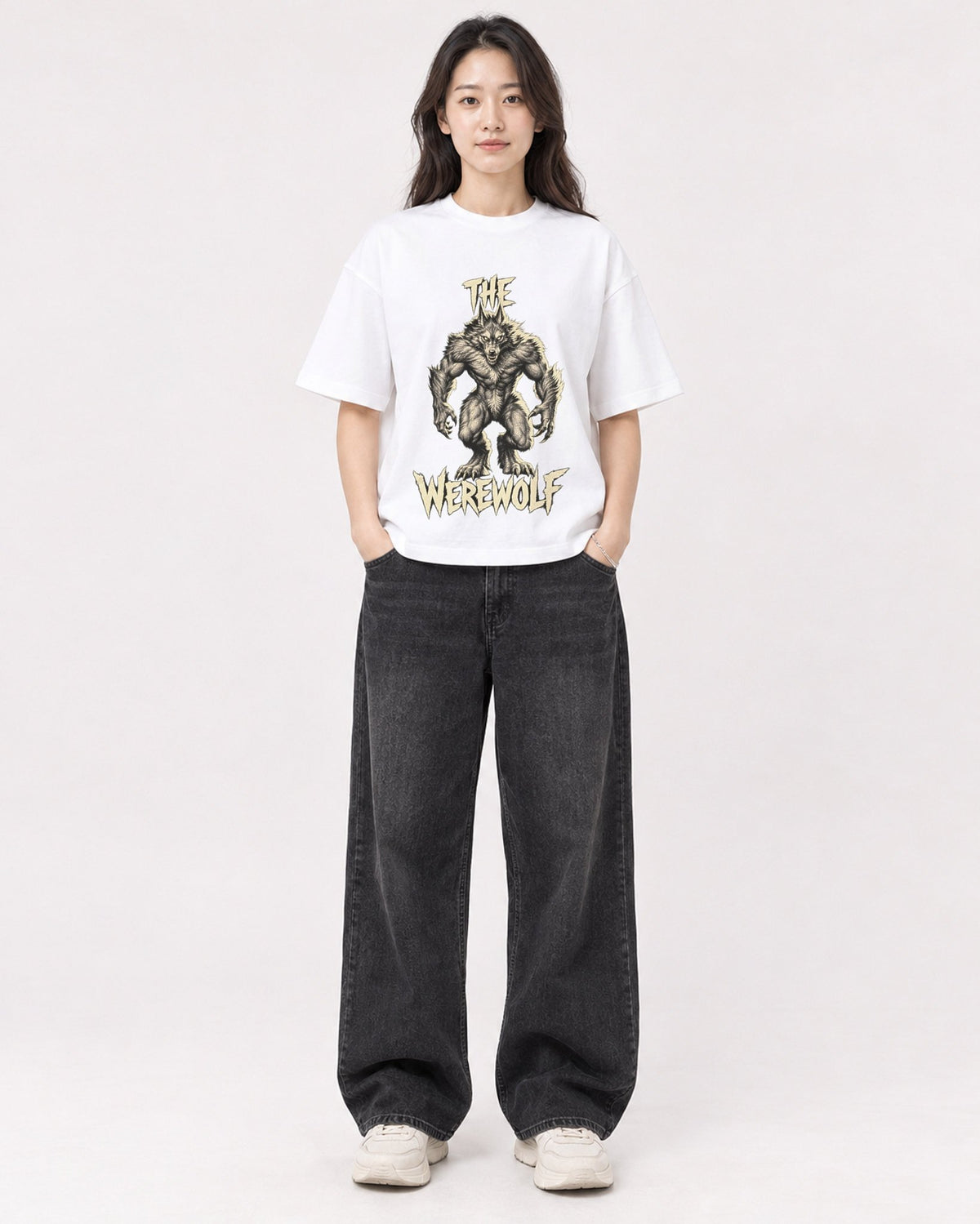 Mockup Boxy Heavyweight Tee White female full-body 03